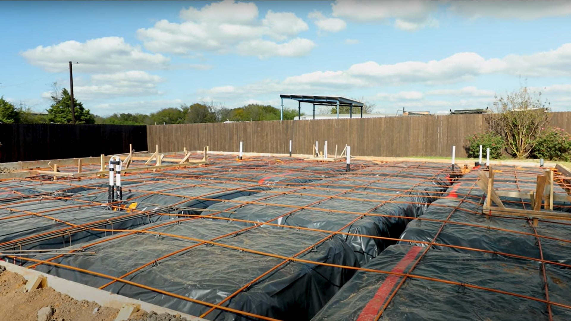 Concrete foundation pour in progress