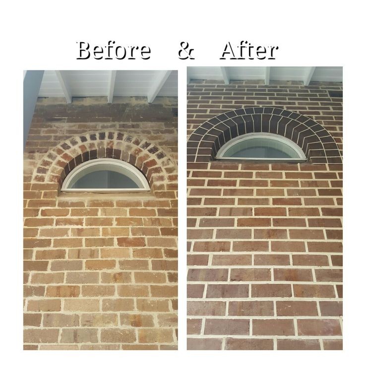 Before and after brick repointing