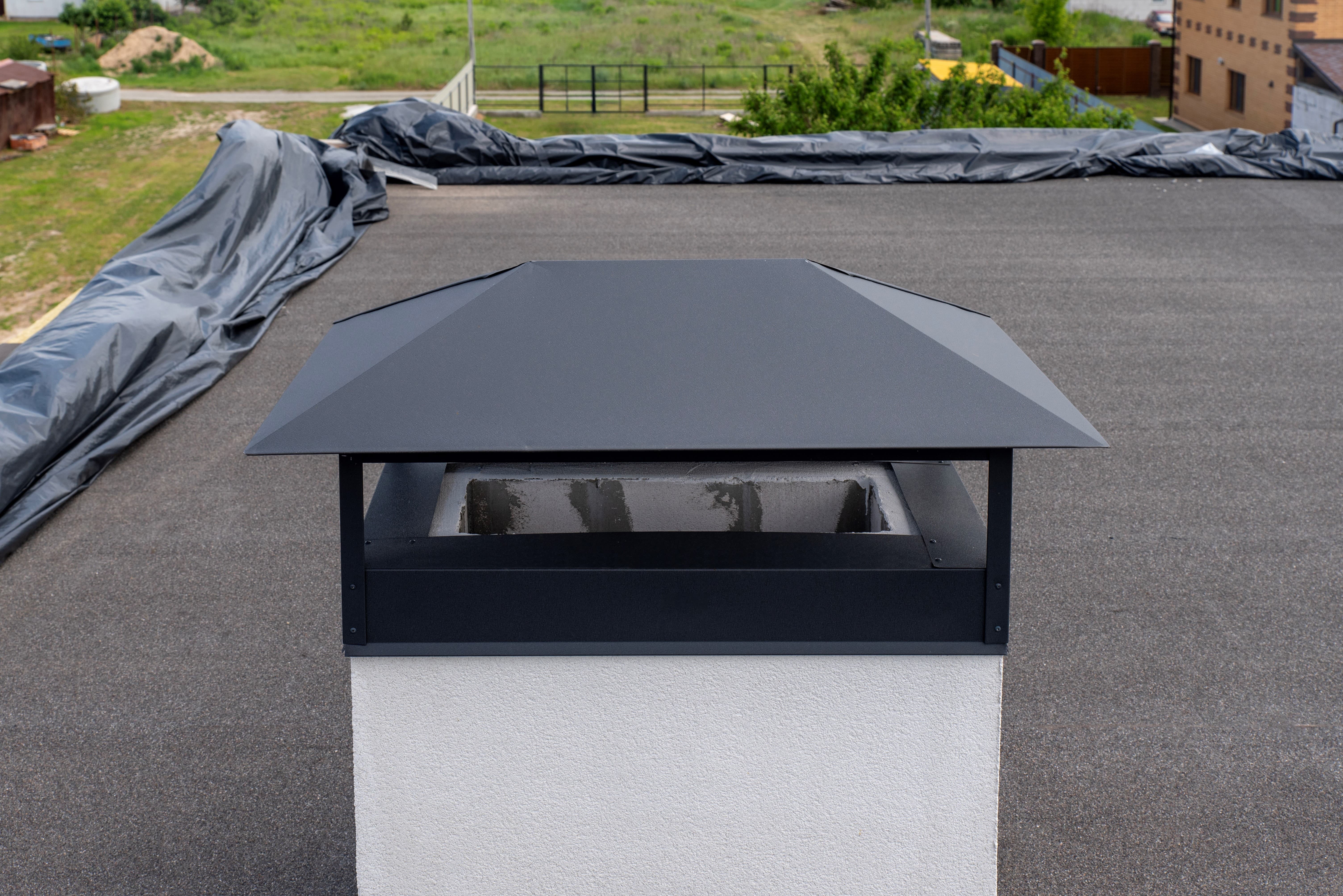 Chimney cap installation close-up